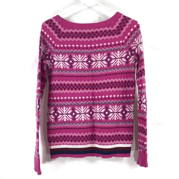 Tommy Hilfiger Pull-over Pink Sweater with Snowflakes - Picture 4 of 8